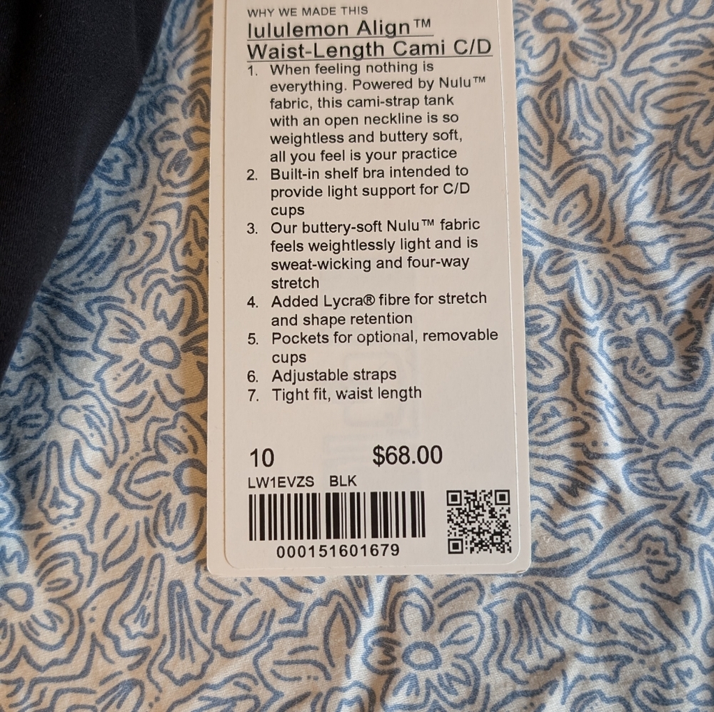 NWT Lululemon Align Waist-Length Tank Top 10 C/D Black